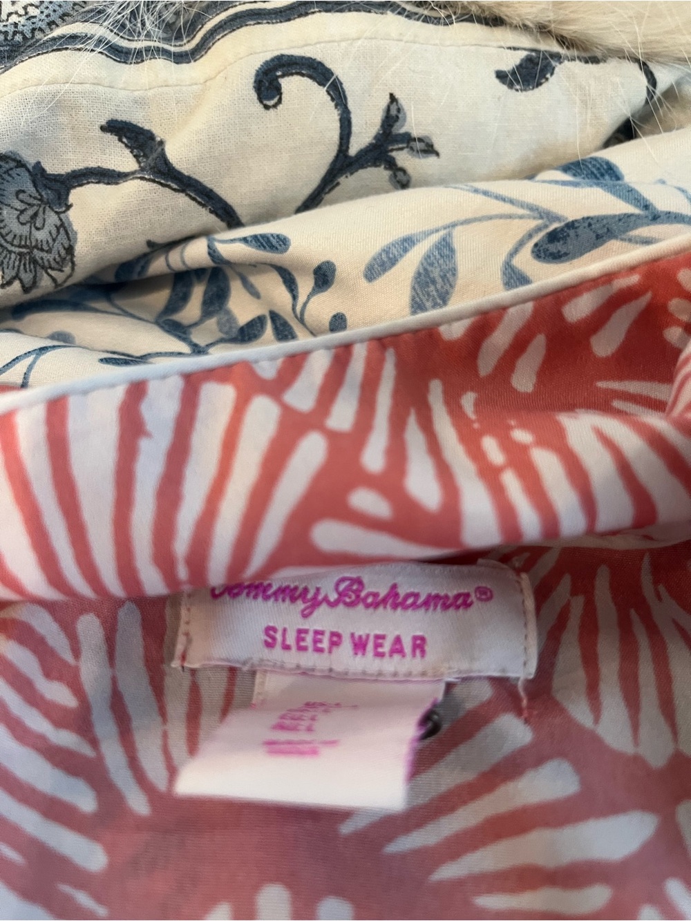 Tommy Bahama Coral & Navy Patterned Sleep Top and Bottoms